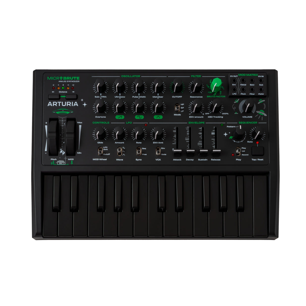 Arturia MicroBrute Analog Monophonic Synthesizer, UFO Edition