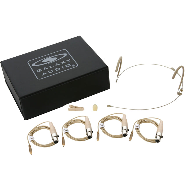 Galaxy Audio HSM8-OBG-4GAL Omnidirectional Dual Ear Headset Microphone with Galaxy Audio/AKG Connector Cables Beige