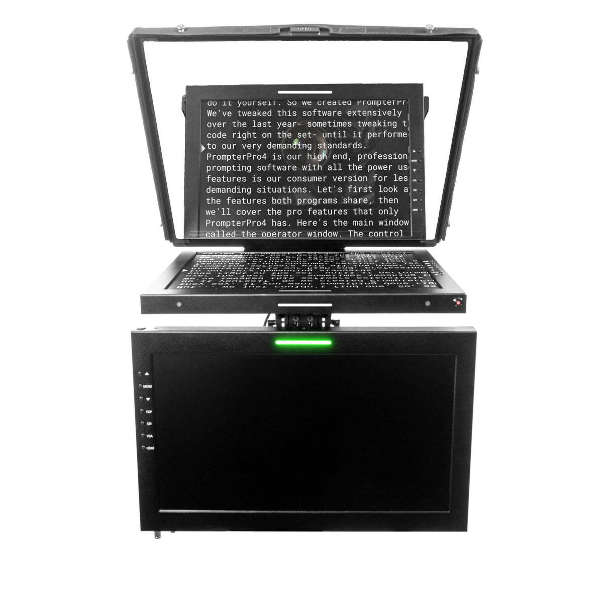 Ikan PT419W-TM-PEDESTAL 19-Inch Widescreen Teleprompter with Talent Monitor, Pedestal, and Dolly Turnkey