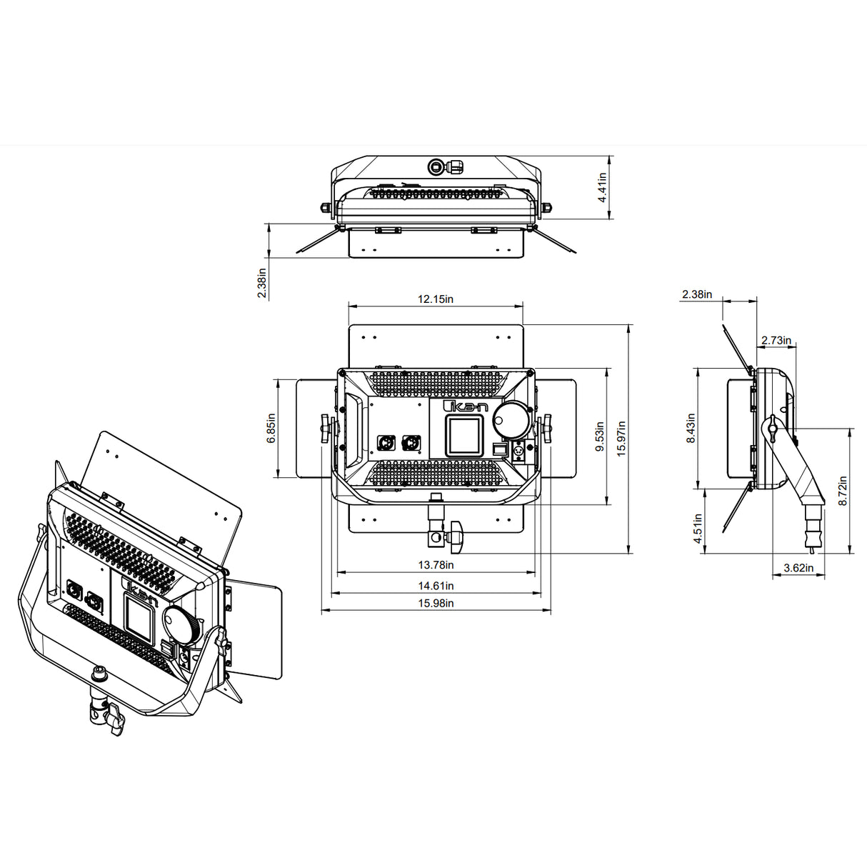 Ikan LBX5-3PT-KIT Lyra Half x 1 Bi-Color 3-Point Soft Panel LED Light Kit with DMX Control
