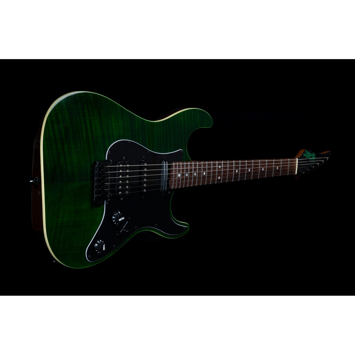 Jet Guitars JS-450 Canadian Roasted Maple Basswood Electric Guitar with HSS Ceramic Pickup, Transparent Green