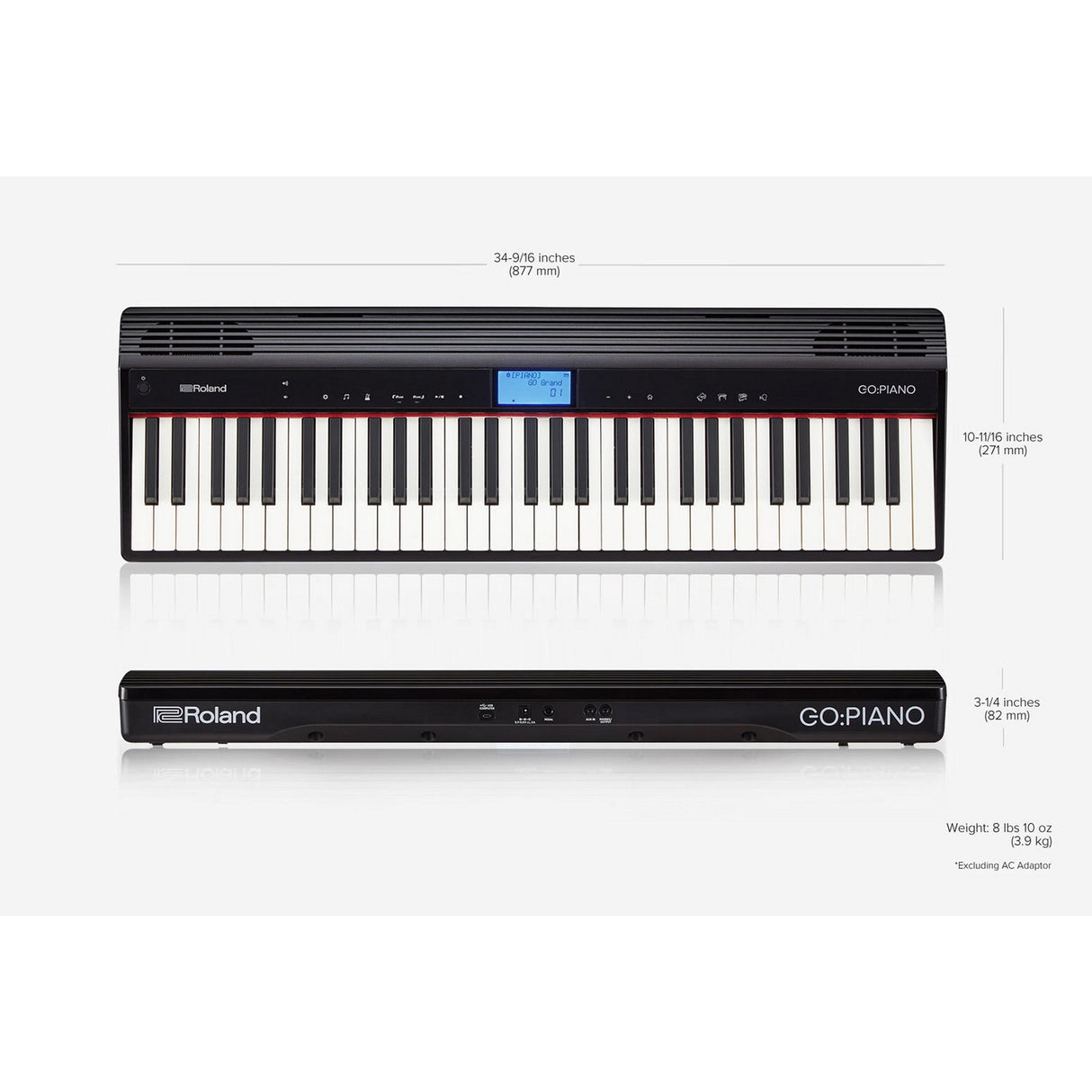 Roland GO-61P keyboard with built-in speakers and controls