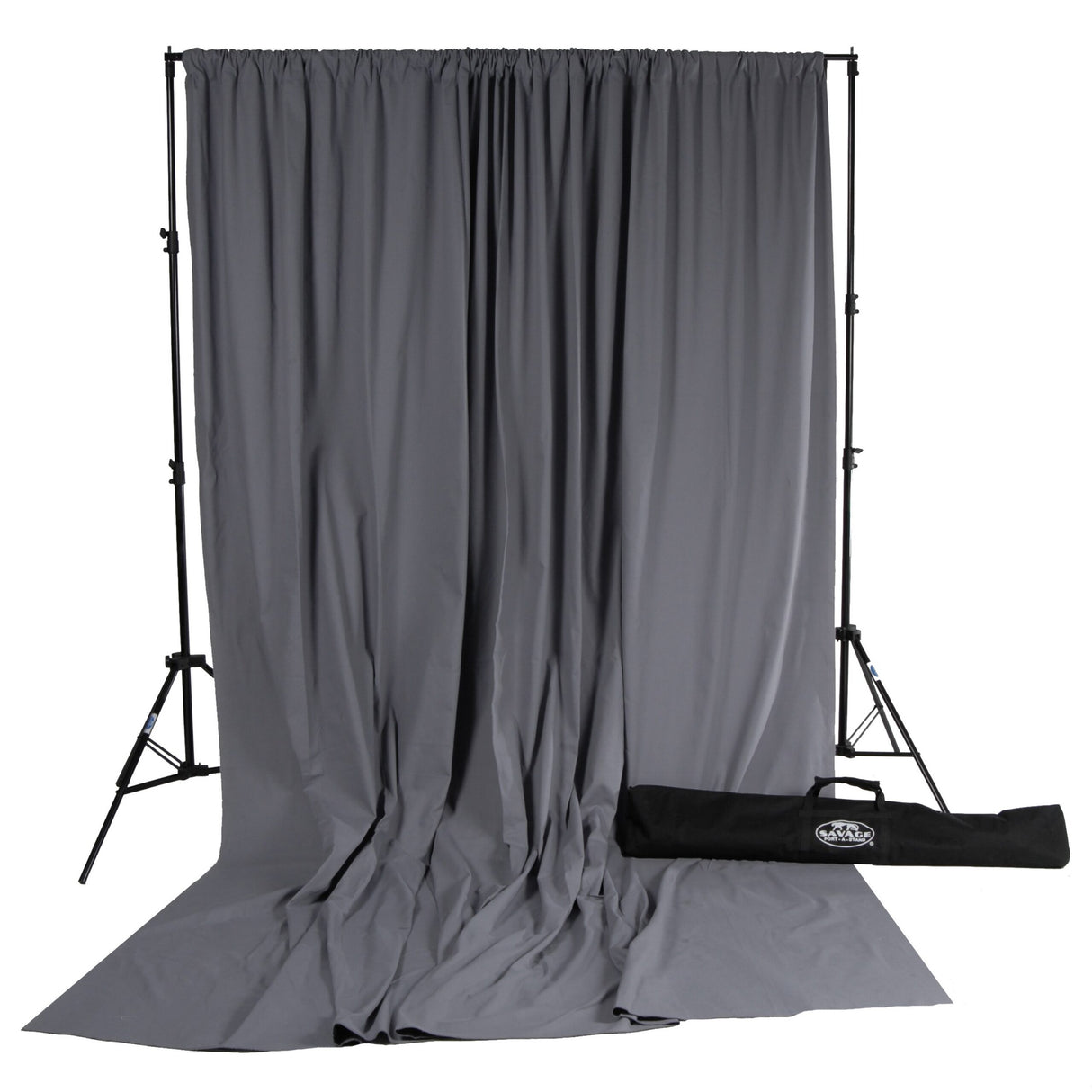 Savage 10 x 24-Feet Solid Muslin Background Kit with Port-A-Stand Gray