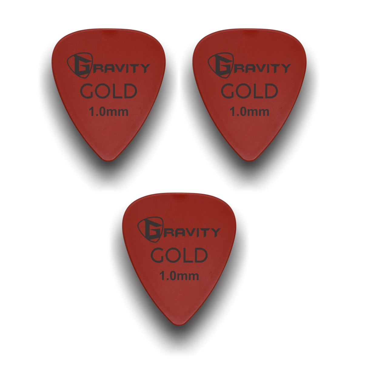 Gravity Picks GP10RD-3pk Colored Gold Series Picks Traditional 351 1.0mm Red 3-Pack - accessories