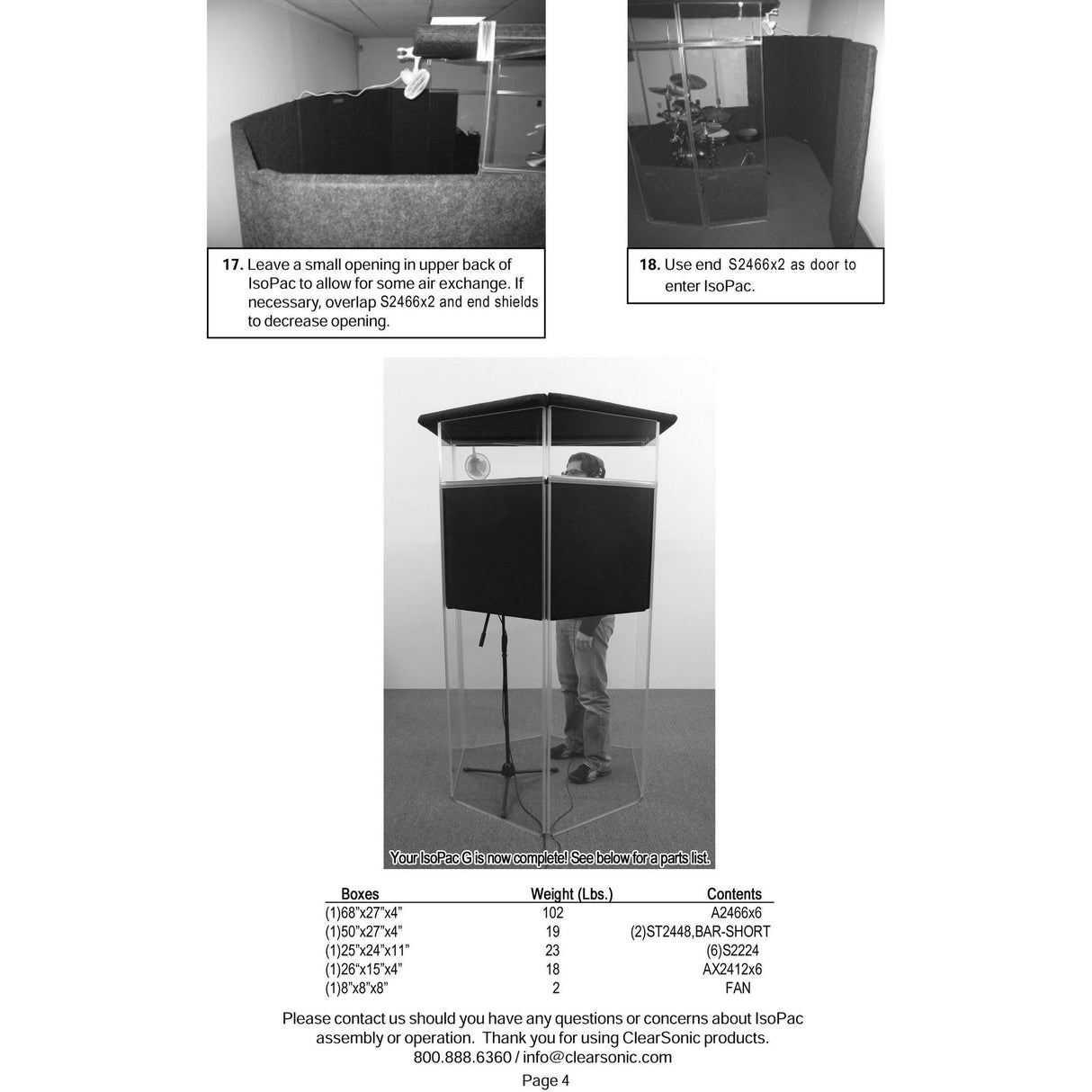 ClearSonic IPG IsoPac G Portable Isolation Booth, 60-70% Volume Reduction IsoPac J Portable Vocal Isolation Booth