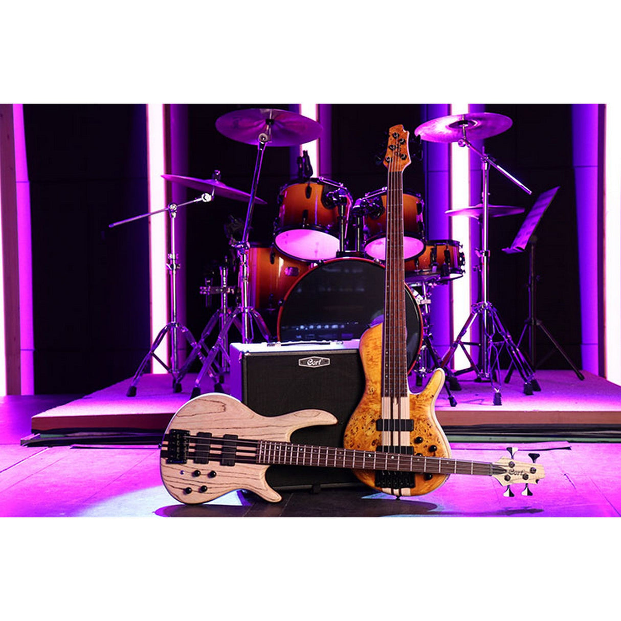 Cort Artisan A5 Plus SC 5 String Bass Guitar Amber - guitar