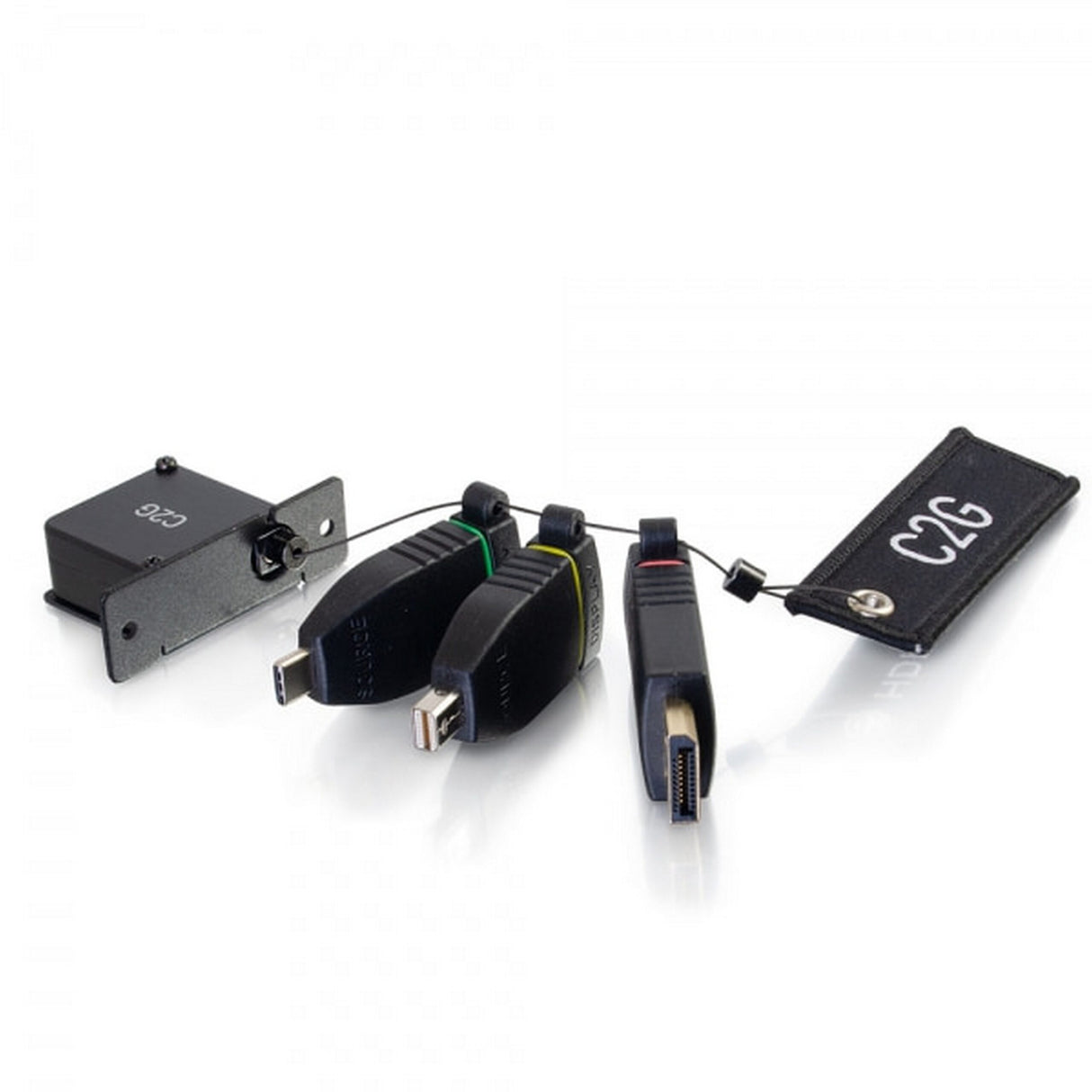 C2G 29880 Retractable Table Box Mount 4K HDMI Adapter Ring with Color Coded Mini DisplayPort DisplayPort and USB-C