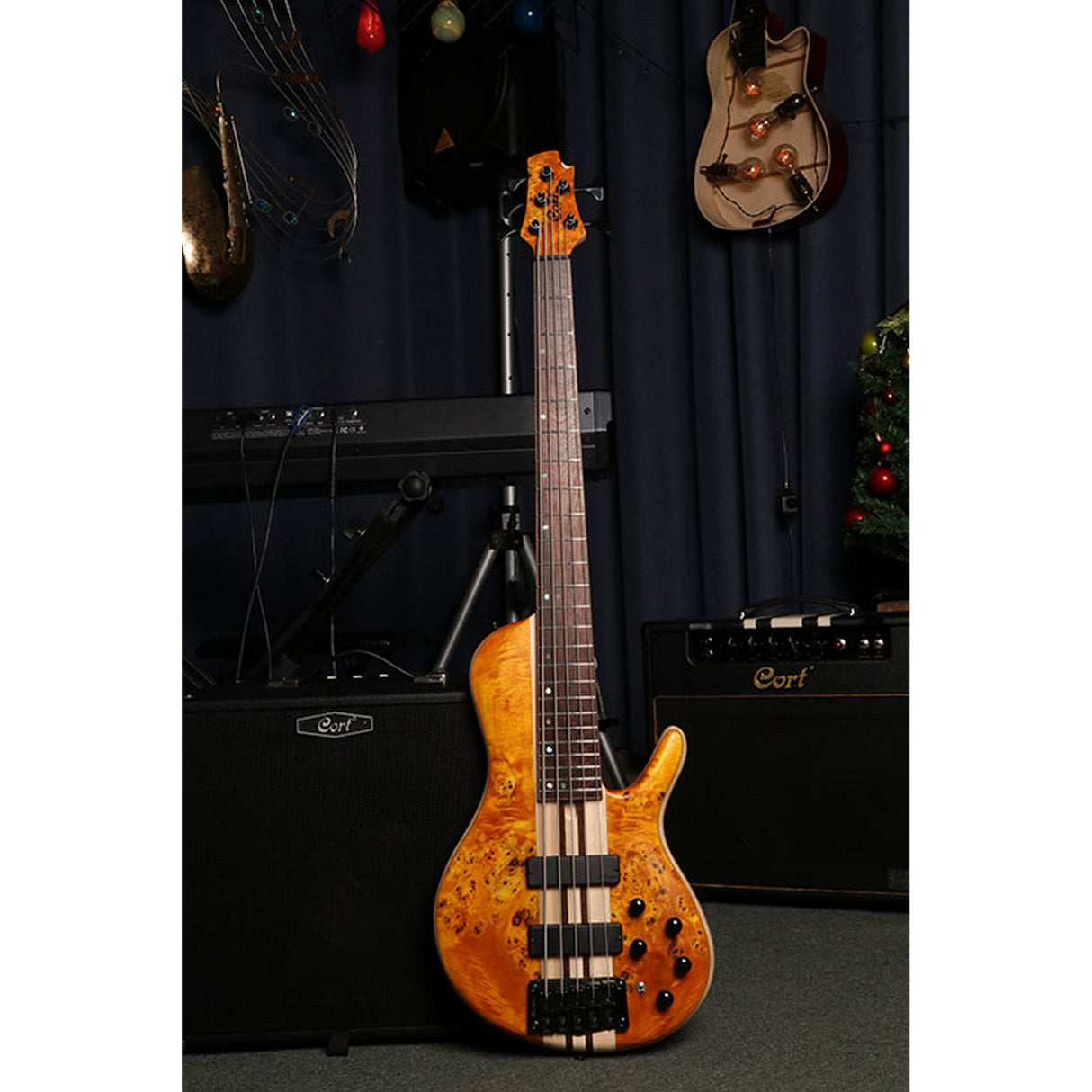 Cort Artisan A5 Plus SC 5 String Bass Guitar Amber - guitar