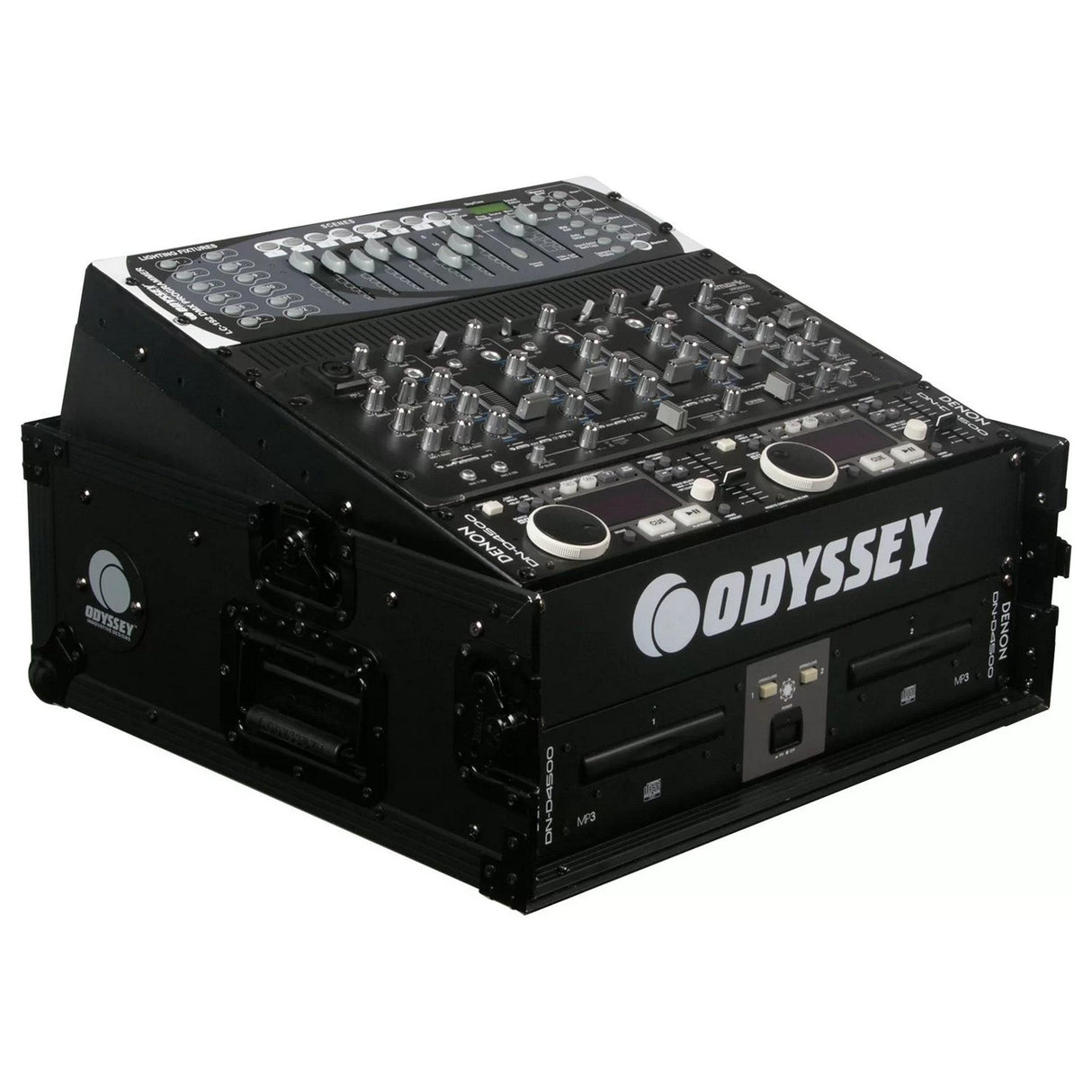 Odyssey 10U Top Slanted 2U Vertical Pro Combo Rack Black