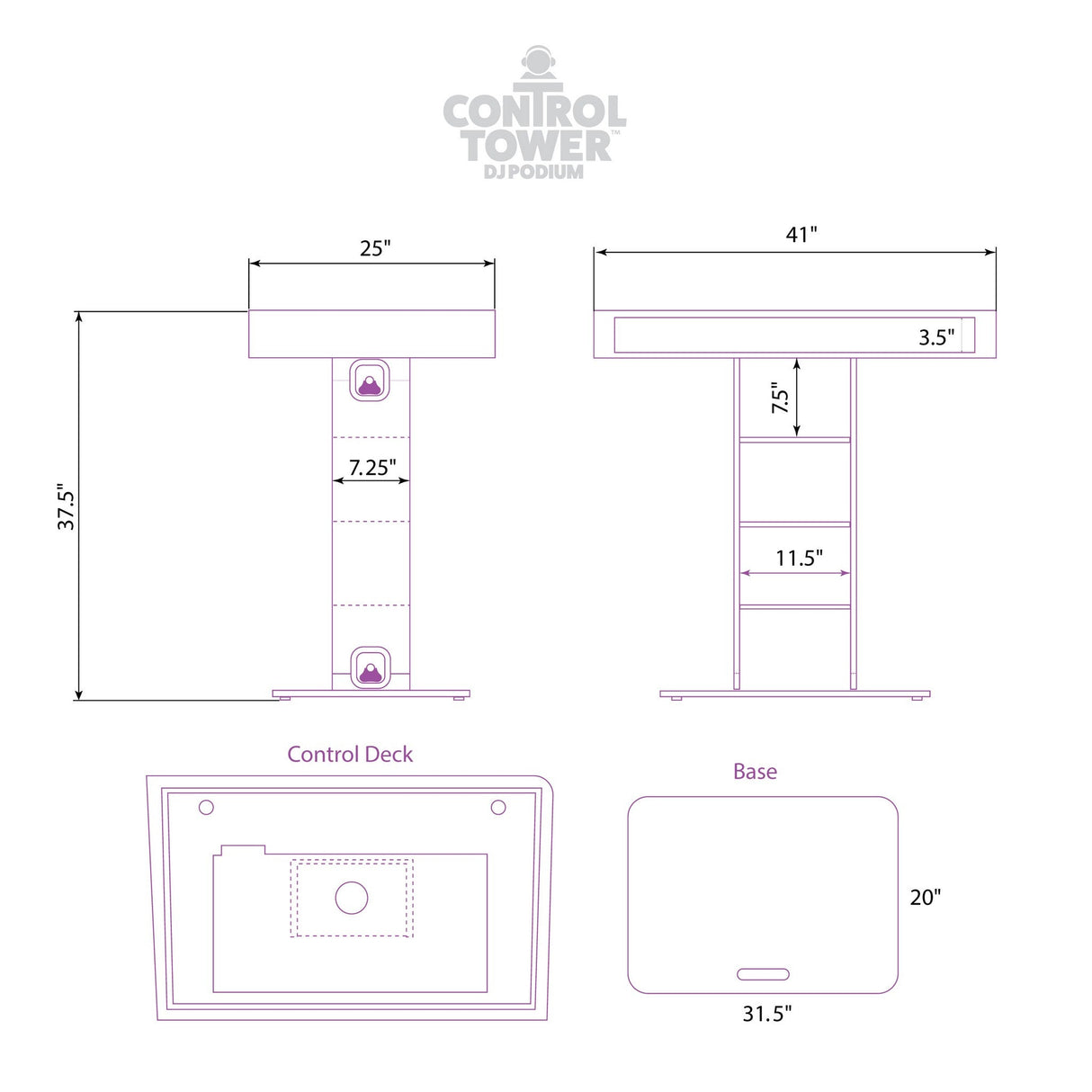 ProX XZF-DJCT W 2U CASE Control Tower DJ Podium for Pioneer DJ DDJ-REV7 XDJ-XZ DDJ-1000 RANE