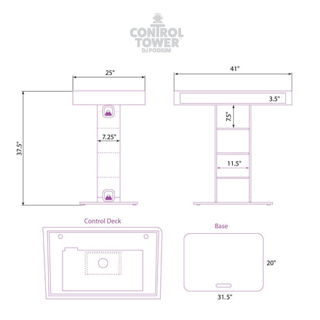 ProX XZF-DJCT Control Tower DJ Podium for Pioneer DJ DDJ-REV7 XDJ-XZ DDJ-1000 RANE
