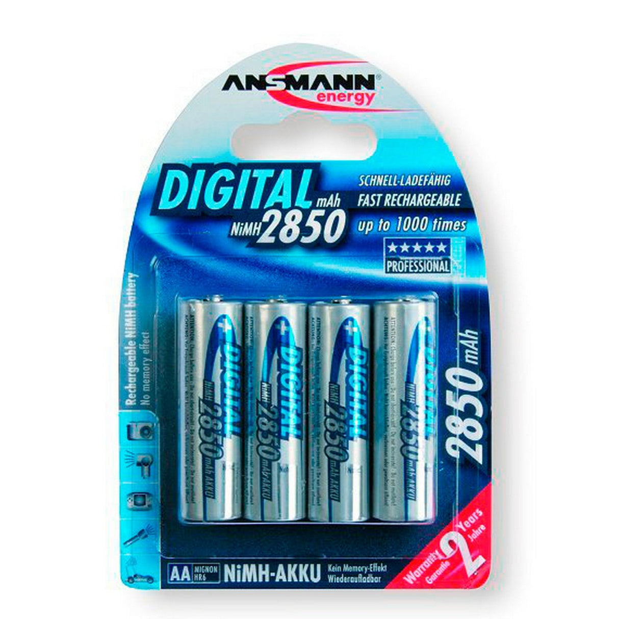Ansmann 5035092 Mignon 2850mAH AA Rechargeable Batteries 4 Pack