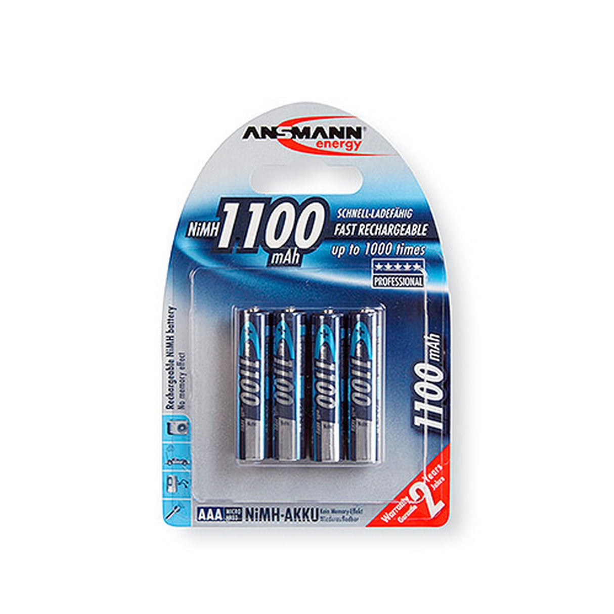 Ansmann 5035232 Micro 1100mAH AAA Rechargeable Batteries 4 Pack