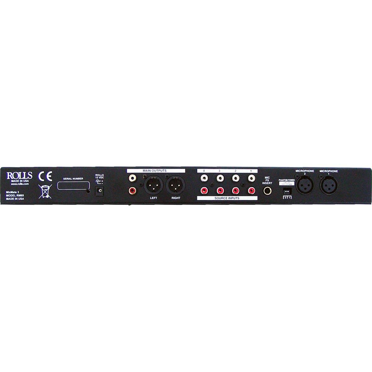 Rolls RM69 Mix Rate 3 Electronic Audio Mixer 6 Channel