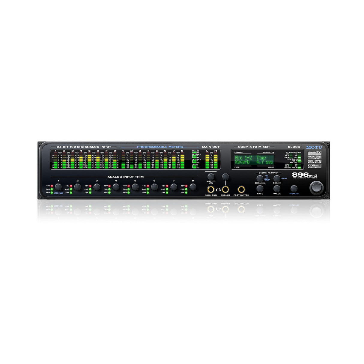 MOTU 896mk3 Hybrid 8 Mic Guitar Input with On Board Effects and Mixing