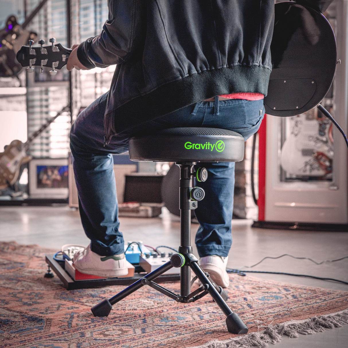 Gravity FD SEAT 1 Round Musicians Stool Foldable Adjustable Height (Used) - used