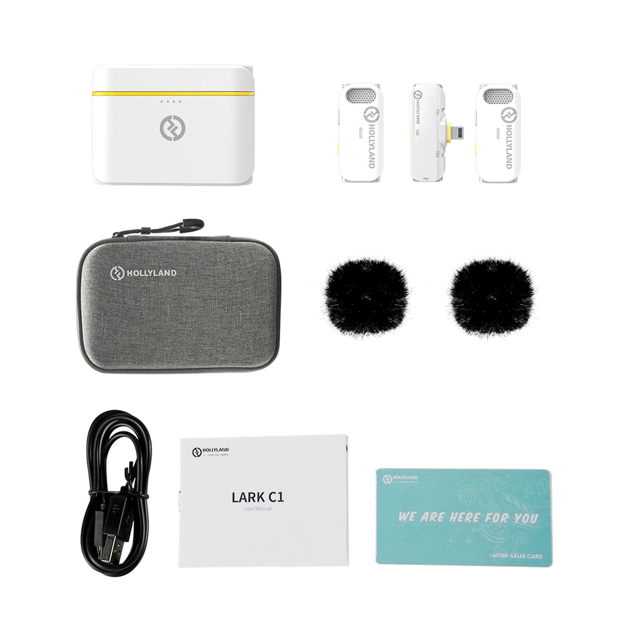 Hollyland Lark C1 Duo Wireless Lavalier Microphone for iPhone, Ivory White