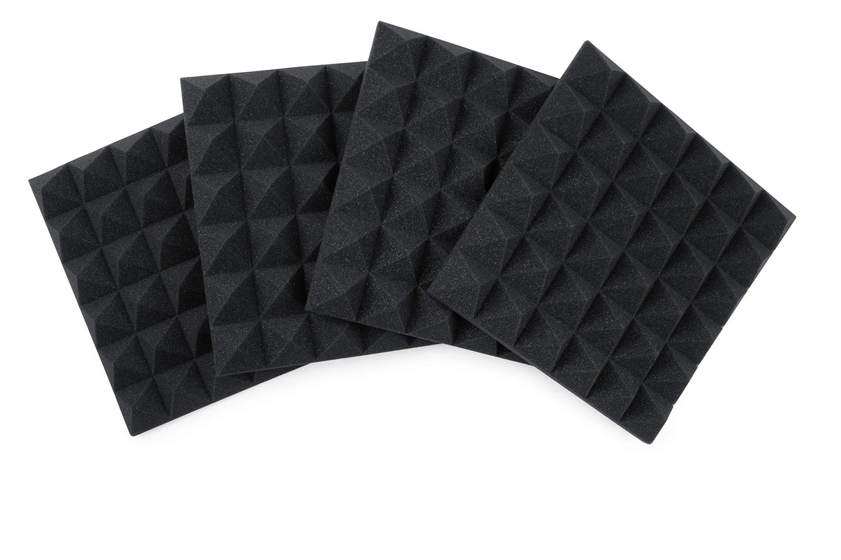 Gator GFW-ACPNL1212PCHA-4PK 4 Pack of Charcoal Acoustic Pyramid Panel 12 x 12 Inches