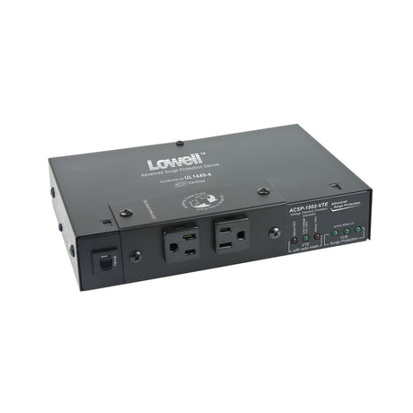 Lowell ACSP-1502-VTE Compact Surge Suppressor-15A 2 Outlets Over/Under Protection Detachable Cord