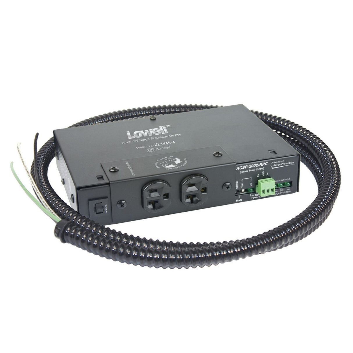 Lowell ACSP-2002-RPC-HW Compact Surge Suppressor-20A 2 Outlets Remote Power Control Hardwired