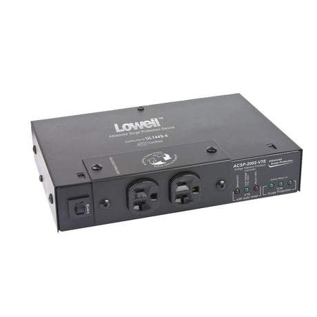 Lowell ACSP-2002-VTE Compact Surge Suppressor-20A 2 Outlets Over/Under Protection Attached Cord