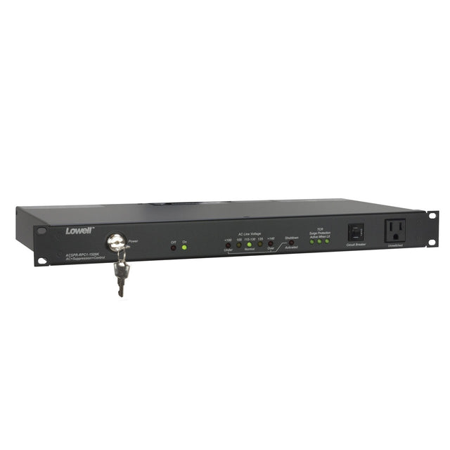 Lowell ACSPR-RPC1-1509K Power Panel-15A 6-Switch 3-Unswitch Outlets 1U Surge Supp RPC O/U Key
