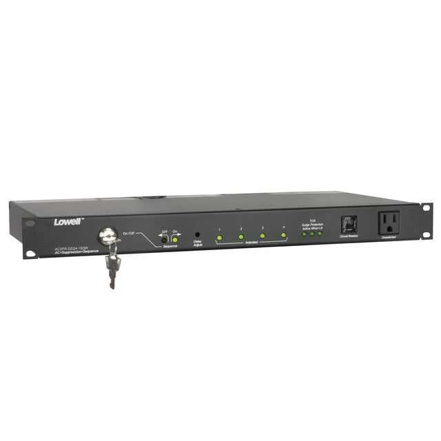 Lowell ACSPR-SEQ4-1509K Power Panel-15A 6-Switch 3-Unswitch Outlets 4-Step Seq Surge Supp Key Cord 1U