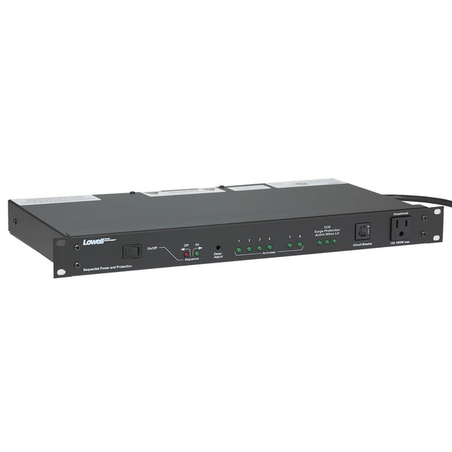 Lowell ACSPR-SEQ6-2009 Power Panel-20A 6-Switch 3-Unswitch Outlets 15A 4-Step + 2-Remote Seq Surge Supp Cord 1U