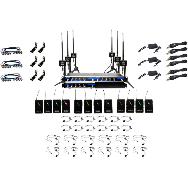 VocoPro BOOST-PLAY-12 Long-Range 12-Channel Digital Wireless Headset/Lavalier Microphone System 902-927.2 MHz