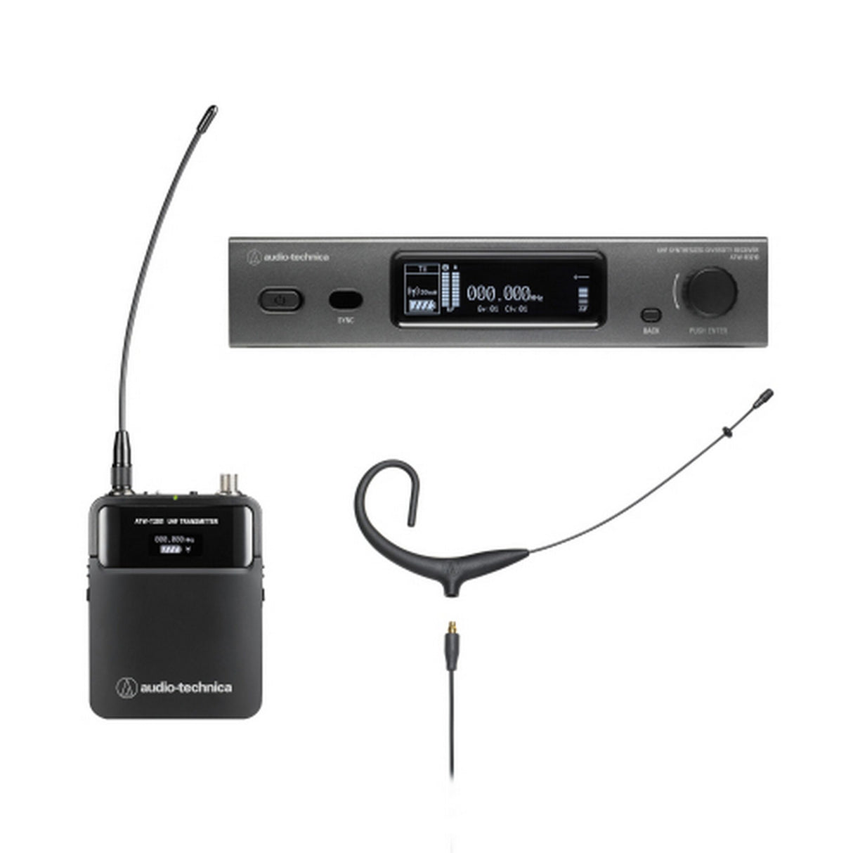 Audio-Technica ATW-3211N892X EE1 3000 Series Network Wireless Omnidirectional Earset System EE1 530-590 MHz Black