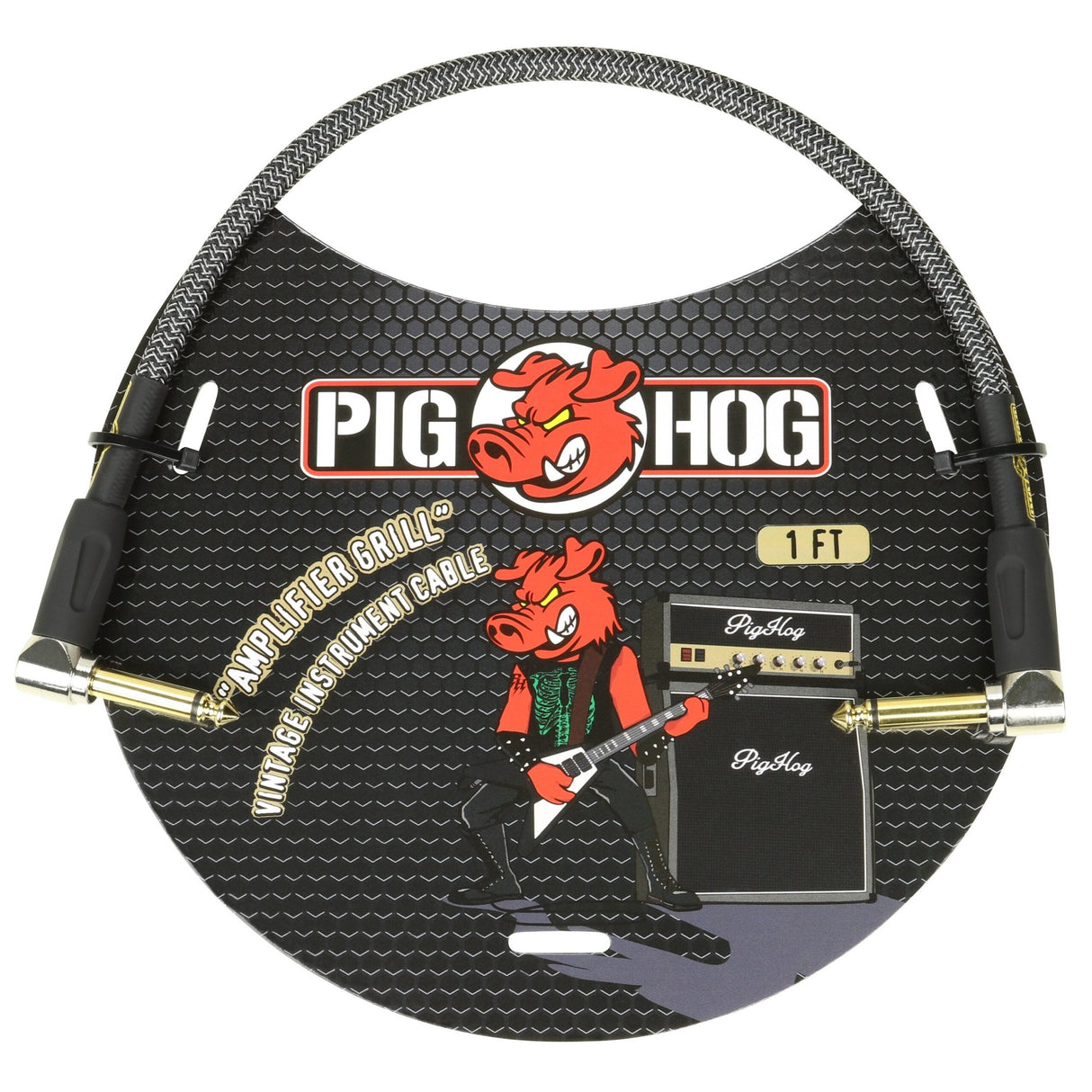 Pig Hog PCH1AGR ’Amplifier Grill’ 1ft Right Angled Patch Cables