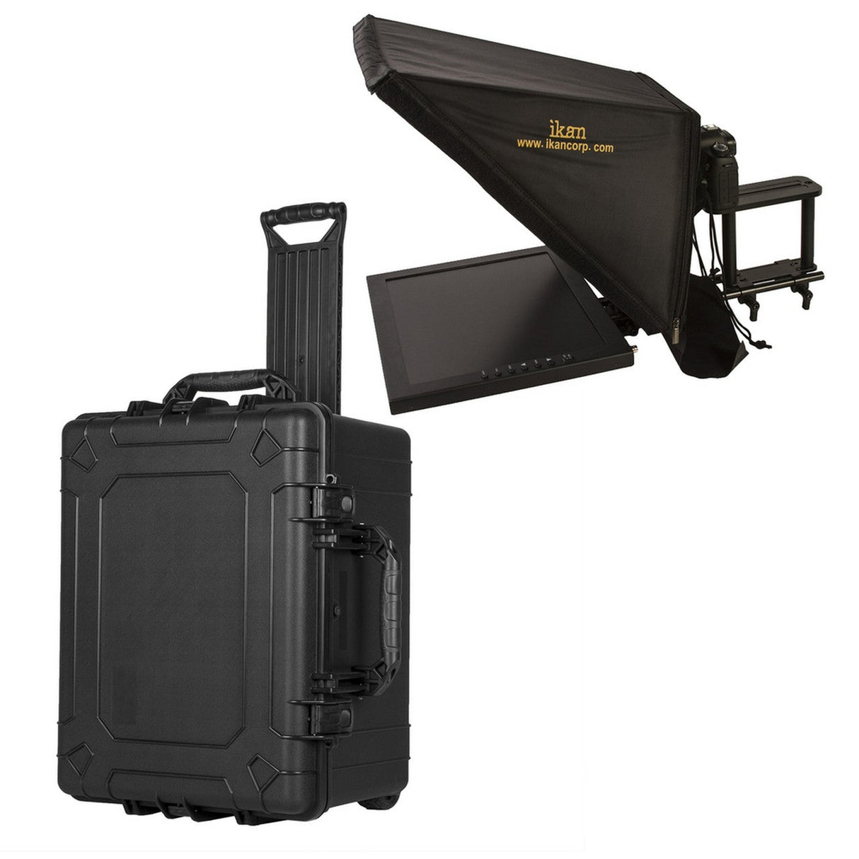 Ikan PT3700-HB-TK 17 Inch High Bright Beam Splitter Teleprompter & Hard Case Travel Kit