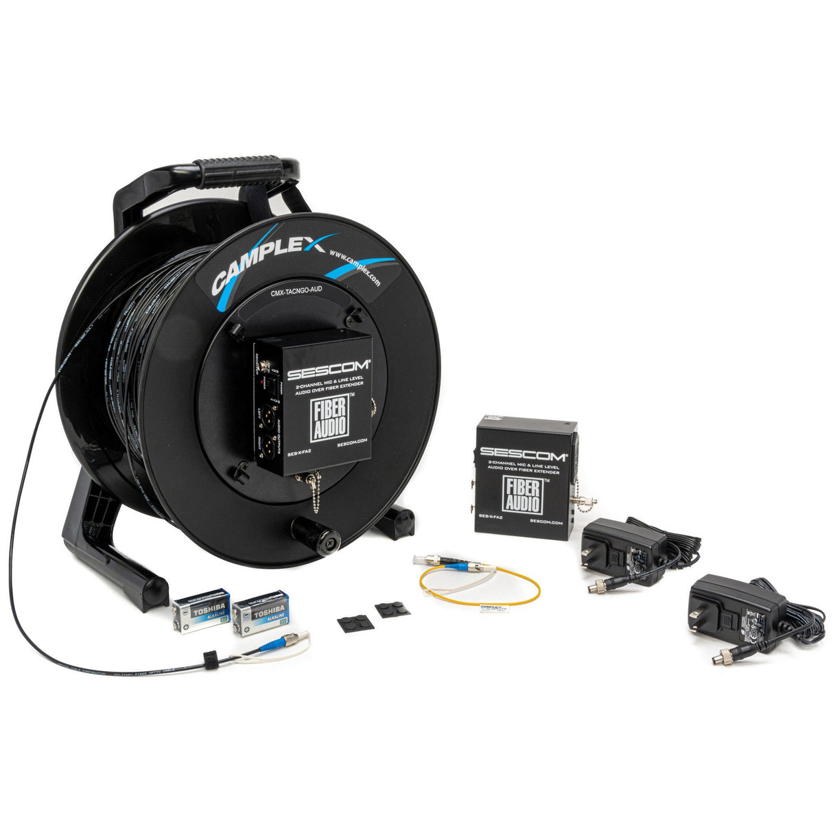 Camplex TACNGO-AUD 2-Channel Line/Mic Audio Fiber Optic Tactical Cable Reel Extender System 1000-Foot