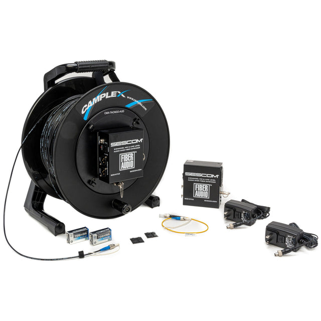 Camplex TACNGO-AUD 2-Channel Line/Mic Audio Fiber Optic Tactical Cable Reel Extender System 1000-Foot