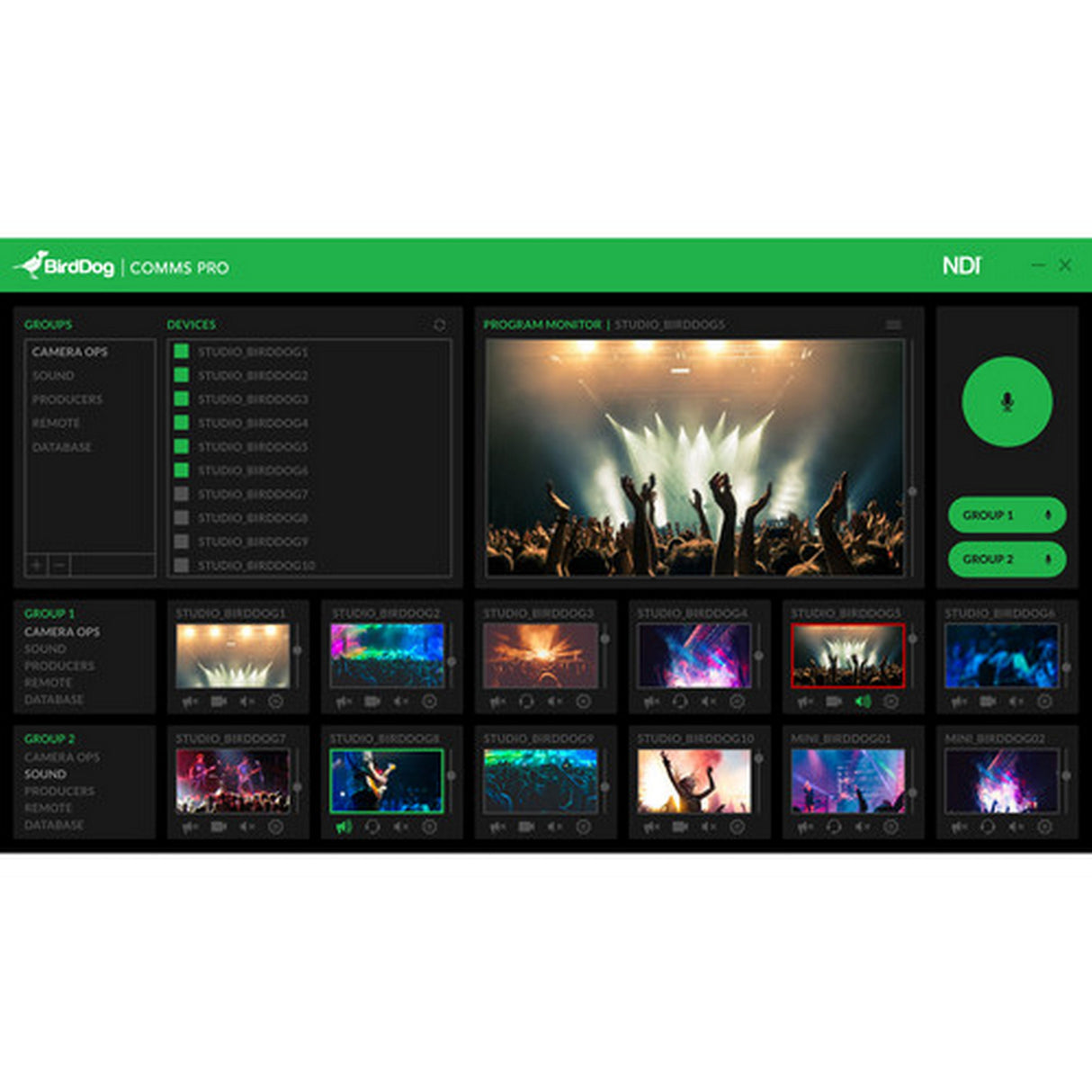 BirdDog Comms Pro NDI Audio Intercom System Software