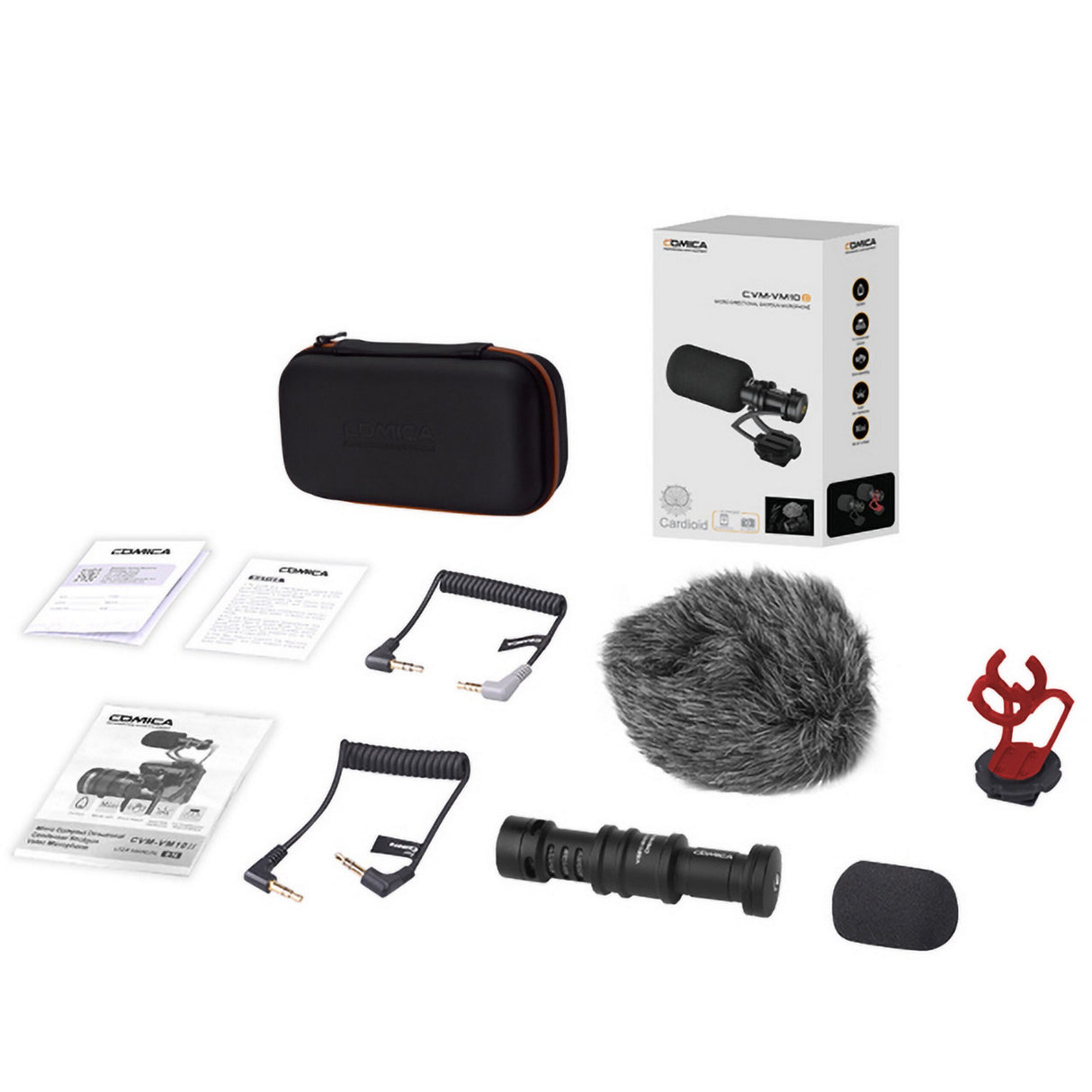 Comica CVM-VM10II-R Mini On-Camera Directional Shotgun Microphone Red