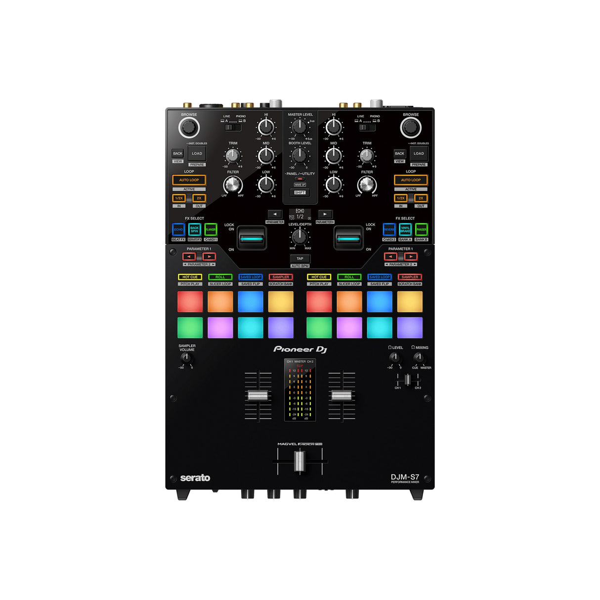 Pioneer DJ DJM-S7 Scratch-Style 2-Channel DJ Mixer, Black