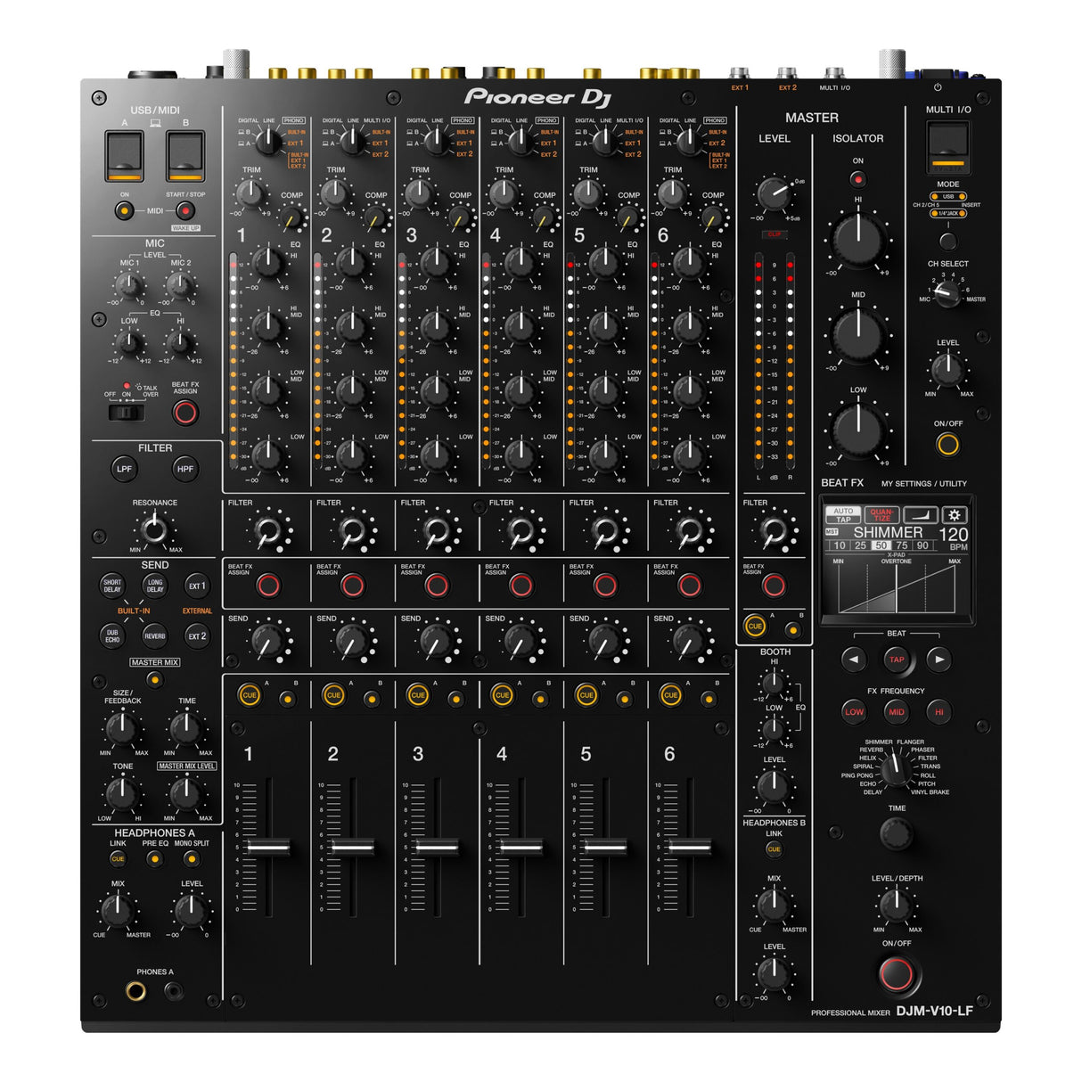 Pioneer DJ DJM-V10-LF Creative Style 6 Channel Mixer with Long Fader