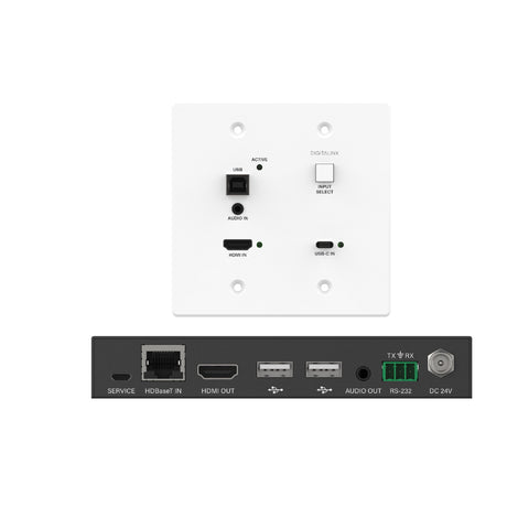 DigitaLinx DL-1H1A1UC-WPKT-W HDMI and USB-C HDBaseT Wall Plate Extension Set with USB