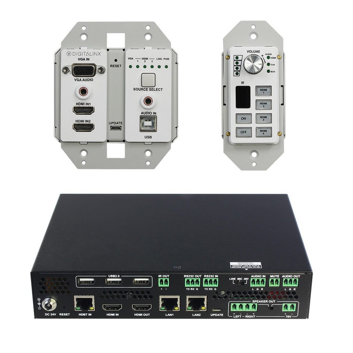 DigitaLinx DL-ARK-3H1VC 4K 10.2G 4 x 1 HDBaseT Advanced Room Kit