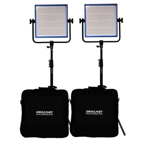 Dracast LED1000 Pro Series Bi-Color 2 Light Kit with Gold Mount Battery Plates