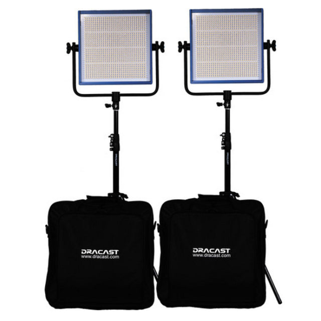 Dracast LED1000 Pro Series Bi-Color 2 Light Kit with Gold Mount Battery Plates