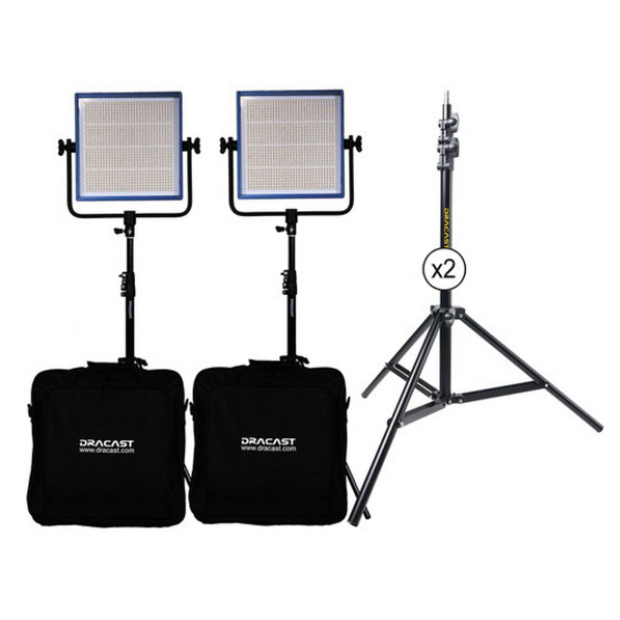 Dracast LED1000 Pro Series Bi-Color 2 Light Kit with V-Mount Battery Plates