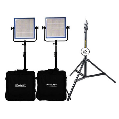 Dracast LED1000 Pro Series Bi-Color 2 Light Kit with V-Mount Battery Plates