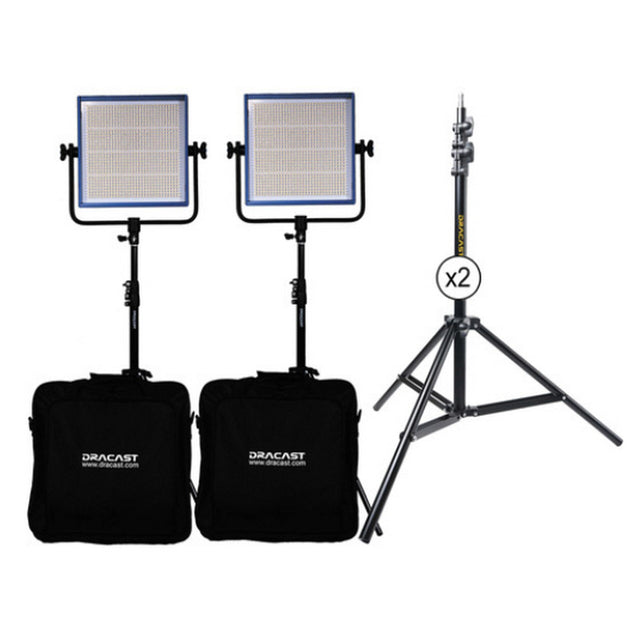 Dracast LED1000 Pro Series Bi-Color 2 Light Kit with V-Mount Battery Plates