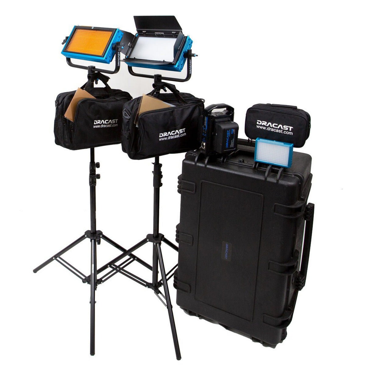 Dracast DRDP3LDIK Plus Series Daylight 3-Light Interview Kit with V-Mount/Gold Mount Battery Plates
