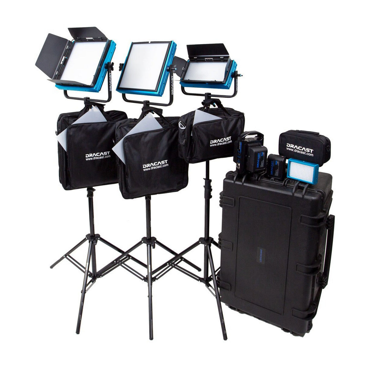 Dracast DRDRENGKBV Pro Series Bi-Color 4-Light ENG Kit with V-Mount Battery Plates