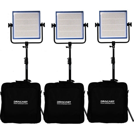 Dracast DRLK3X1000BK LED1000 Pro Series Bi-Color 3 Light Kit with V-Mount Battery Plates