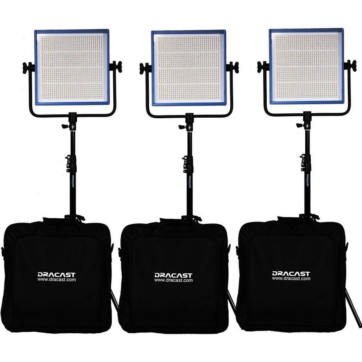 Dracast DRPLK3X1000BK LED1000 Plus Series Bi-Color 3 Light Kit with V-Mount/Gold Mount Battery Plates