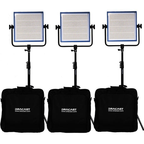 Dracast DRPLK3X1000BK LED1000 Plus Series Bi-Color 3 Light Kit with V-Mount/Gold Mount Battery Plates